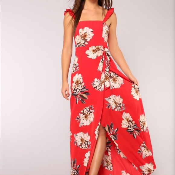 Fashion Nova spaghetti strap maxi wrap dress - Picture 1 of 8